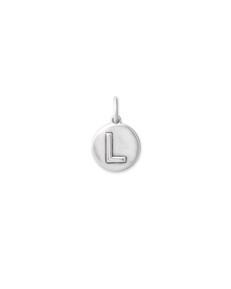 Letter L Coin Charm in Oxidized Sterling Silver image number 0